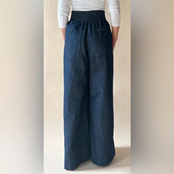 Wide-Leg Elastic Waist Denim Pants - Picture 3 of 3